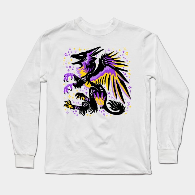 Non Binary Flag Griffon Long Sleeve T-Shirt by Things By Diana